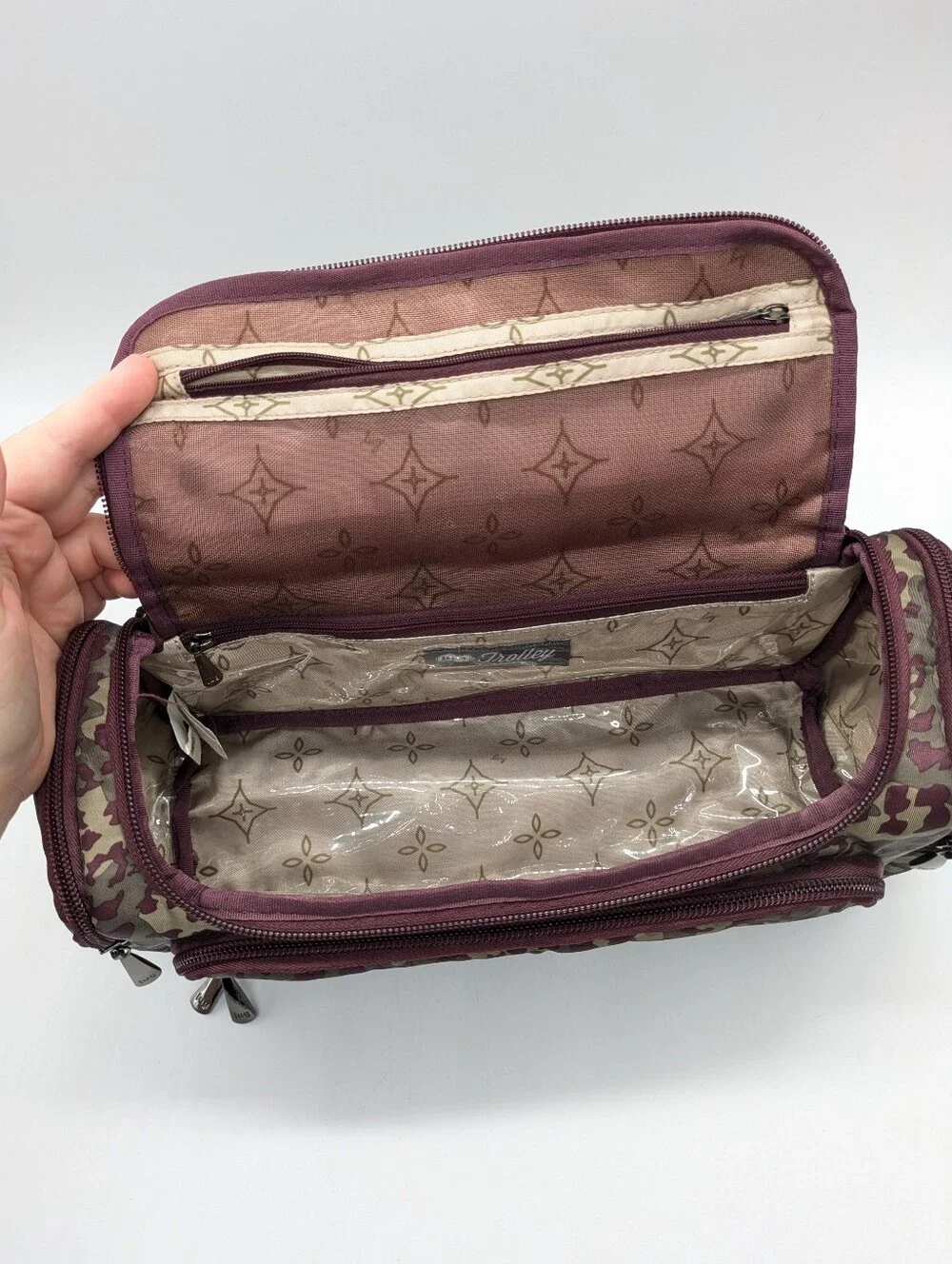 Lug Trolley Purple Grey/Green Animal Cheetah Leopard Cosmetics Travel Bag